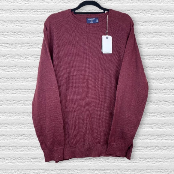 NWT Red Waffle Knit Sweater Flannel top Red/Burgundy Size XXL Or 44 - Picture 1 of 10